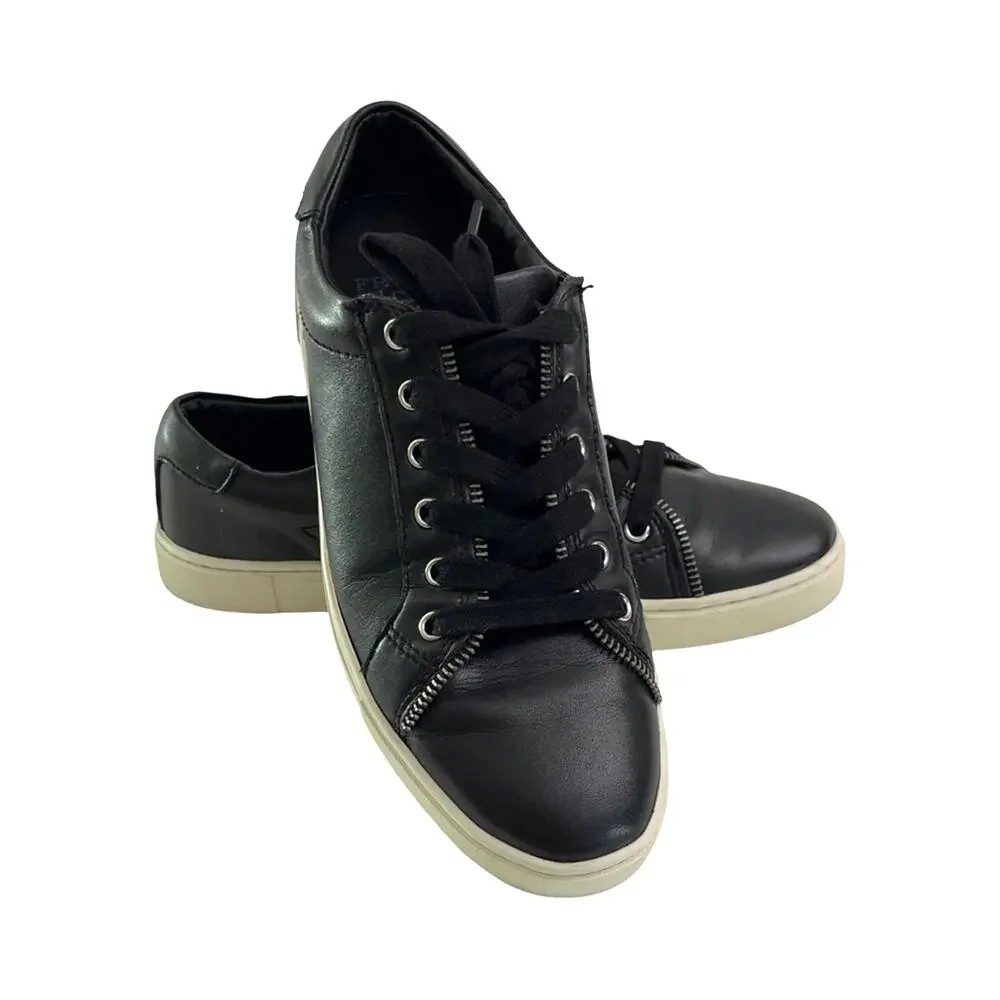 Frye And Co Sindy Moto Low Black Leather Zipper Detail Sneaker Women’s Size 8.5M - Picture 5 of 12